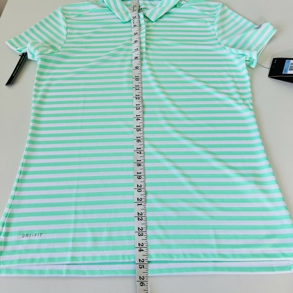 Nike Green Striped Women's Top, size medium, mint green and white stripe Dri-Fit - Picture 5 of 9